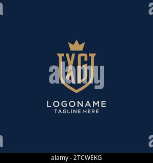 XG initial shield crown logo vector graphic Stock Vector