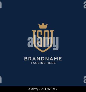 SN initial shield crown logo vector graphic Stock Vector