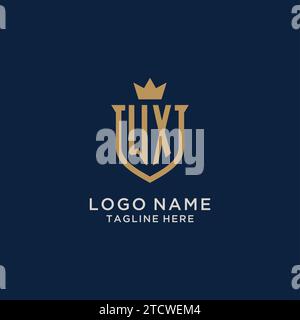 WX initial shield crown logo vector graphic Stock Vector