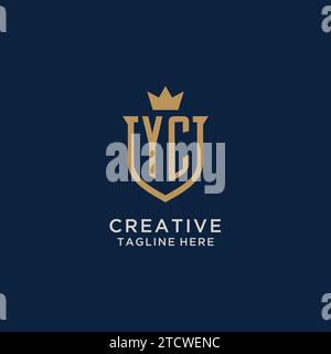 YC initial shield crown logo vector graphic Stock Vector