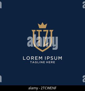 TZ initial shield crown logo vector graphic Stock Vector