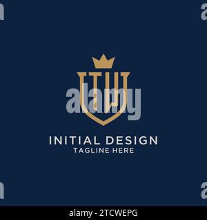 TW initial shield crown logo vector graphic Stock Vector