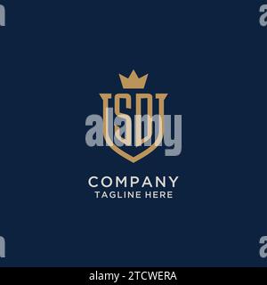 SD initial shield crown logo vector graphic Stock Vector