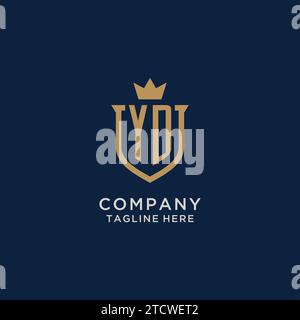 YD initial shield crown logo vector graphic Stock Vector