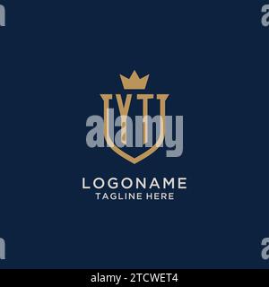 YT initial shield crown logo vector graphic Stock Vector