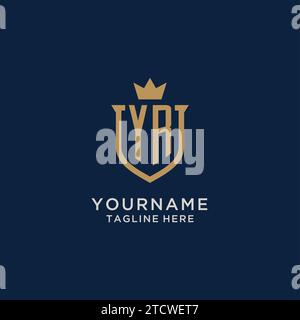 YR initial shield crown logo vector graphic Stock Vector