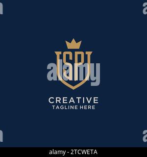 SP initial shield crown logo vector graphic Stock Vector