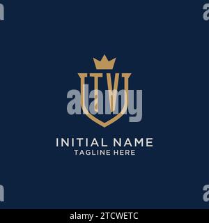 TV initial shield crown logo vector graphic Stock Vector