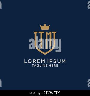 TM initial shield crown logo vector graphic Stock Vector