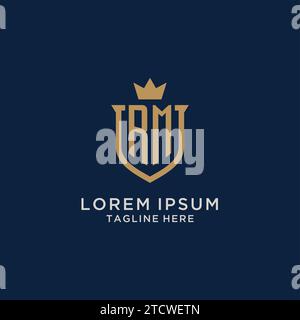 RM initial shield crown logo vector graphic Stock Vector