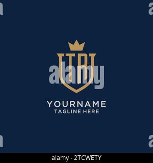 TR initial shield crown logo vector graphic Stock Vector