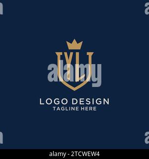 YL initial shield crown logo vector graphic Stock Vector