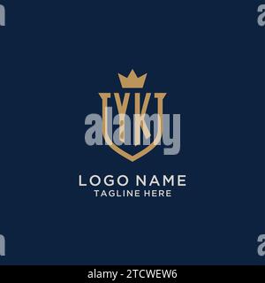 YK initial shield crown logo vector graphic Stock Vector