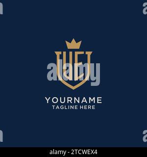 UE initial shield crown logo vector graphic Stock Vector