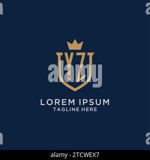 YZ initial shield crown logo vector graphic Stock Vector