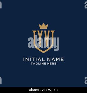 YV initial shield crown logo vector graphic Stock Vector