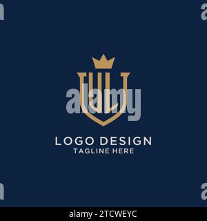 UL initial shield crown logo vector graphic Stock Vector