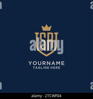 SR initial shield crown logo vector graphic Stock Vector