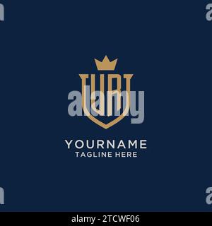 UR initial shield crown logo vector graphic Stock Vector