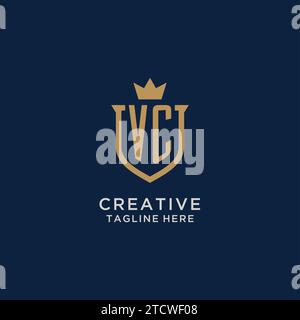 VC initial shield crown logo vector graphic Stock Vector