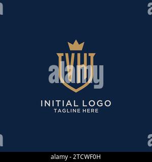 VH initial shield crown logo vector graphic Stock Vector
