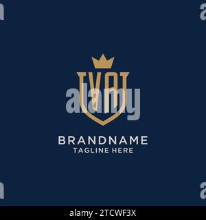 VA initial shield crown logo vector graphic Stock Vector