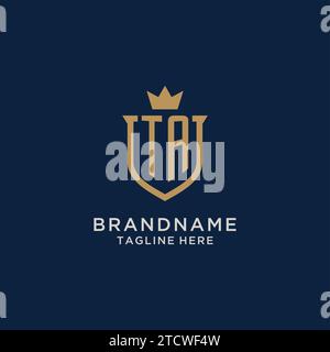 TA initial shield crown logo vector graphic Stock Vector