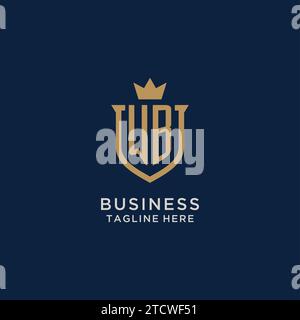 WB initial shield crown logo vector graphic Stock Vector