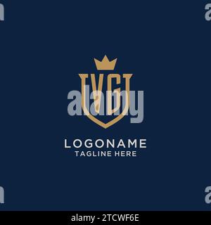 VG initial shield crown logo vector graphic Stock Vector