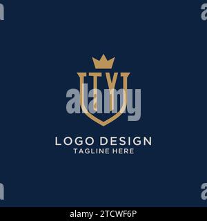 TY initial shield crown logo vector graphic Stock Vector