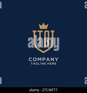 TQ initial shield crown logo vector graphic Stock Vector