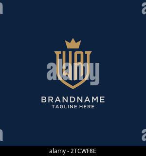 WA initial shield crown logo vector graphic Stock Vector