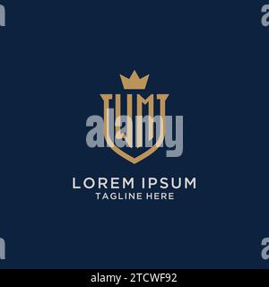 WM initial shield crown logo vector graphic Stock Vector
