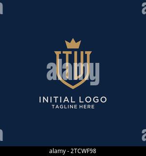 TU initial shield crown logo vector graphic Stock Vector