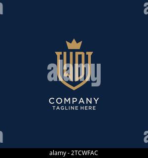 WD initial shield crown logo vector graphic Stock Vector