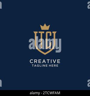 TC initial shield crown logo vector graphic Stock Vector