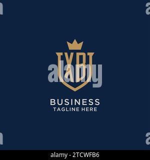 XB initial shield crown logo vector graphic Stock Vector