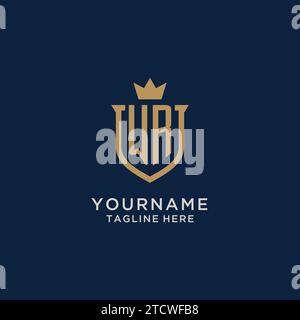 WR initial shield crown logo vector graphic Stock Vector