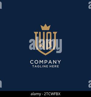 WQ initial shield crown logo vector graphic Stock Vector