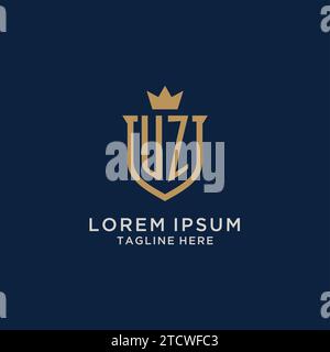 UZ initial shield crown logo vector graphic Stock Vector