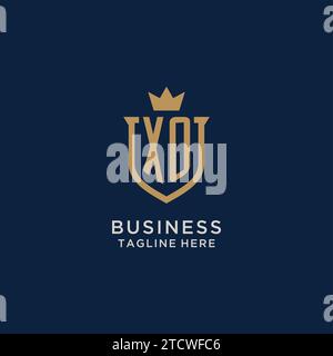 XO initial shield crown logo vector graphic Stock Vector