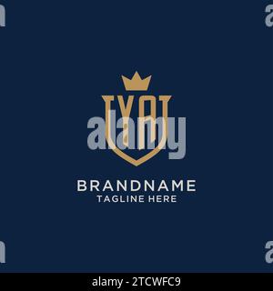 YA initial shield crown logo vector graphic Stock Vector