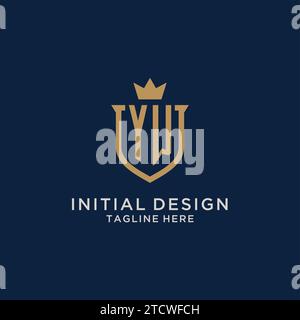 YW initial shield crown logo vector graphic Stock Vector