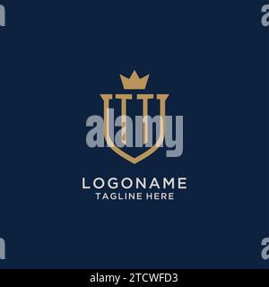 TT initial shield crown logo vector graphic Stock Vector