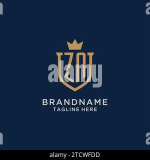 ZN initial shield crown logo vector graphic Stock Vector