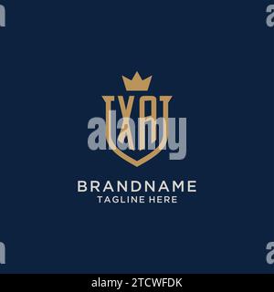 XA initial shield crown logo vector graphic Stock Vector