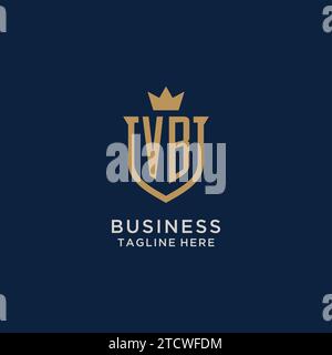 VB initial shield crown logo vector graphic Stock Vector