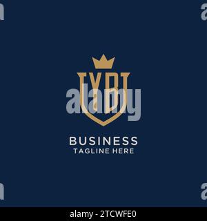 YB initial shield crown logo vector graphic Stock Vector