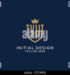 VW initial shield crown logo vector graphic Stock Vector
