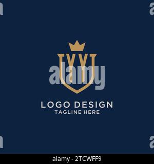 YY initial shield crown logo vector graphic Stock Vector